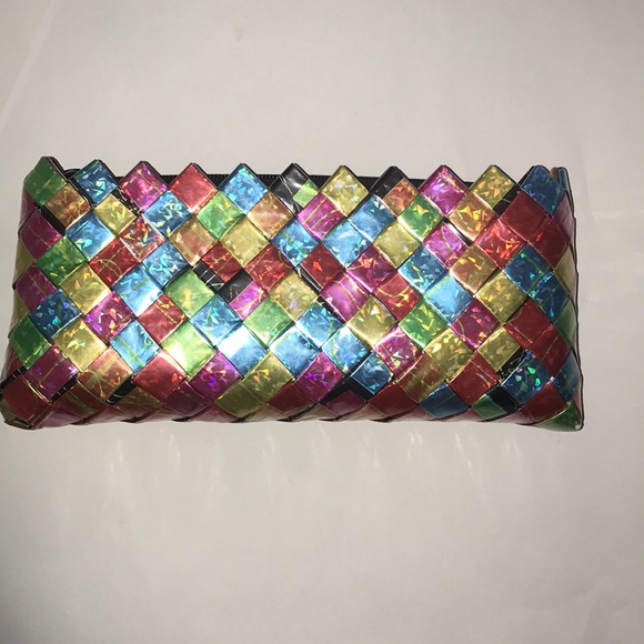 SALE! multicolored handmade plastic wrapper clutch - Picture 2 of 6